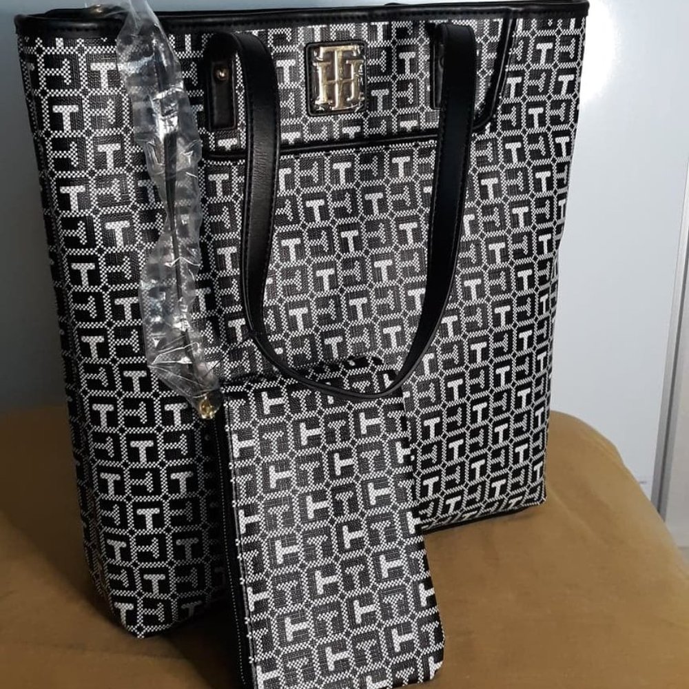 Tommy Hilfiger tote with detachable zipper pouch